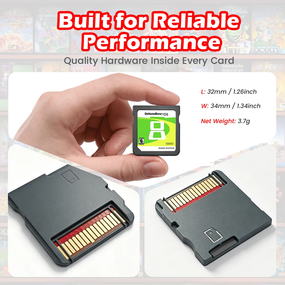 Фото Коллекция из 7800 игр в 1-комплекте: флеш-карта Wood System DS с картой TF 32G/64G для NDS/NDSL/NDSI XL/2DS/3DS/3DS XL, карта для записи игр. №5