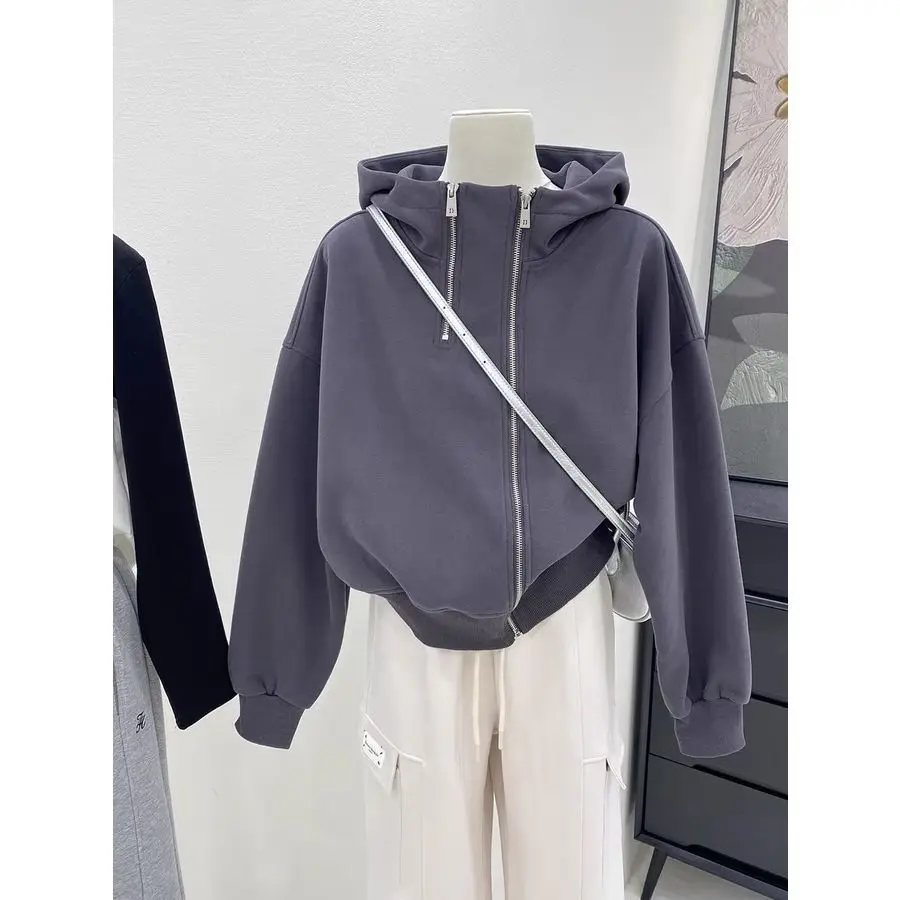 

Женская толстовка на молнии, с двойной молнией, свободного покроя