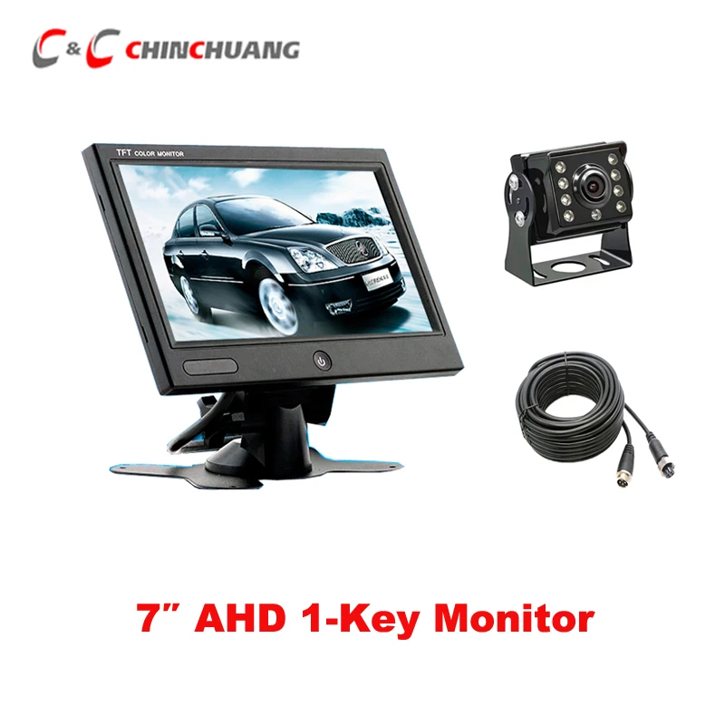 

1 Key Operation AHD 7 Inch Super Slim Car Rear View Monitor Set with 8 Leds Starlight Night Vision Truck Reverse Backup Camera