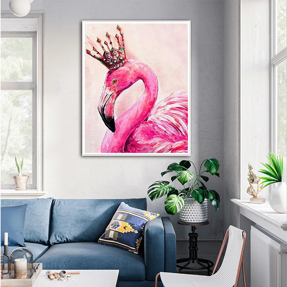 Алмазная живопись 5D с рисунком фламинго вышивка крестиком искусство Декор для