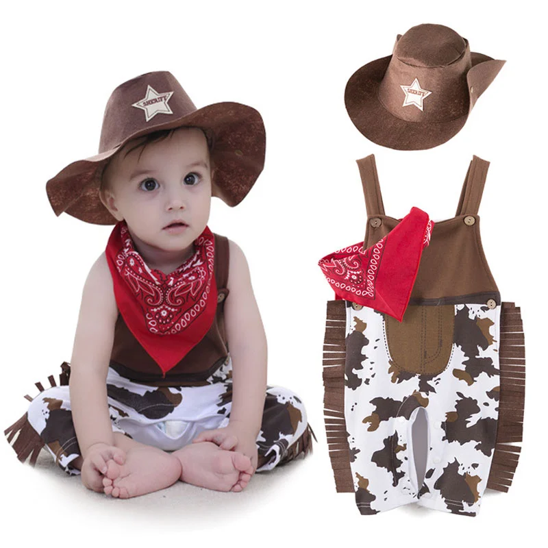 

Western Cowboy Cosplay Costume Rompers for Baby Boys Toddler Infant Halloween Christmas Birthday Party Cosplay Fancy Dress