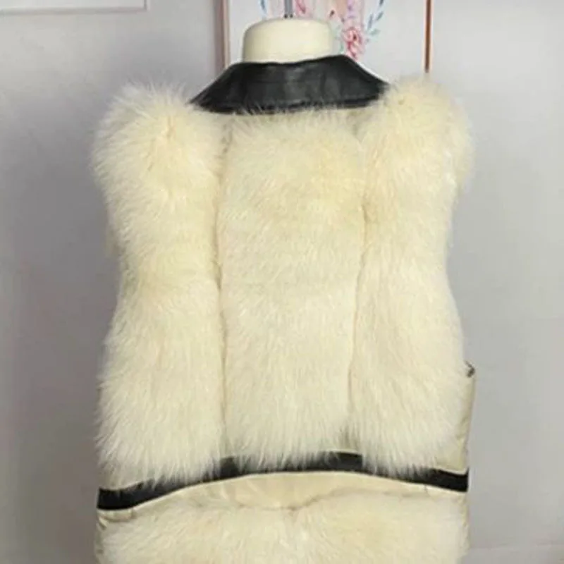 Parkas Women's Outdoors Short Coats Jackets Vests 2022 Faux Fur Imitation Fox Hair Splicing V-Neck Cardigan Fashion Waistcoat