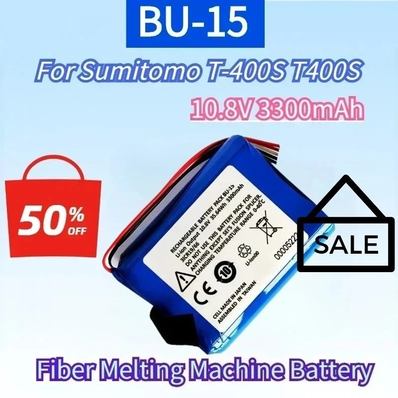 Фото Аккумулятор BU-15 10.8V 35.64Wh 3300mAh для Sumitomo T-400S T400S, высококачественная батарея для машины для плавления волокон №1