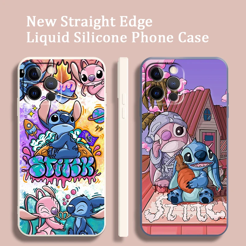 

Oil Painting Art Stitch Cute Liquid Rope Phone Case For Apple IPhone 14 13 12 Mini 11 Pro XS MAX XR X 8 7 Plus SE Soft Cover
