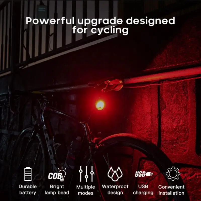 

500mAh Bike Taillight COB LED Bicycle Light LED Night Safety Warning Lamp Bicycle Cycling Rear Light Waterproof Bike Accessories