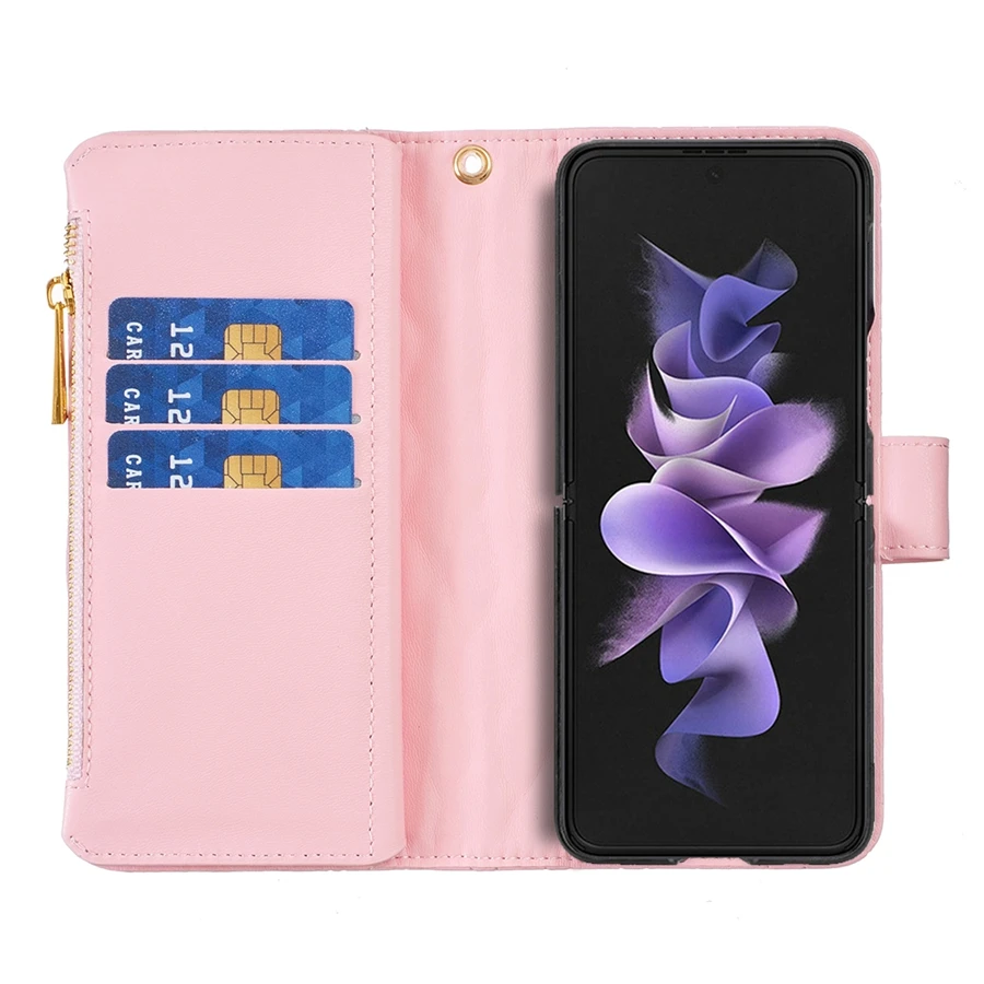 Wallet Small Fragrance Flip Zipper Leather Case For Samsung Galaxy Z Fold5 Z Fold4 Z Fold3 5G Magnetic Flip Cover Z Fold 5 4 3