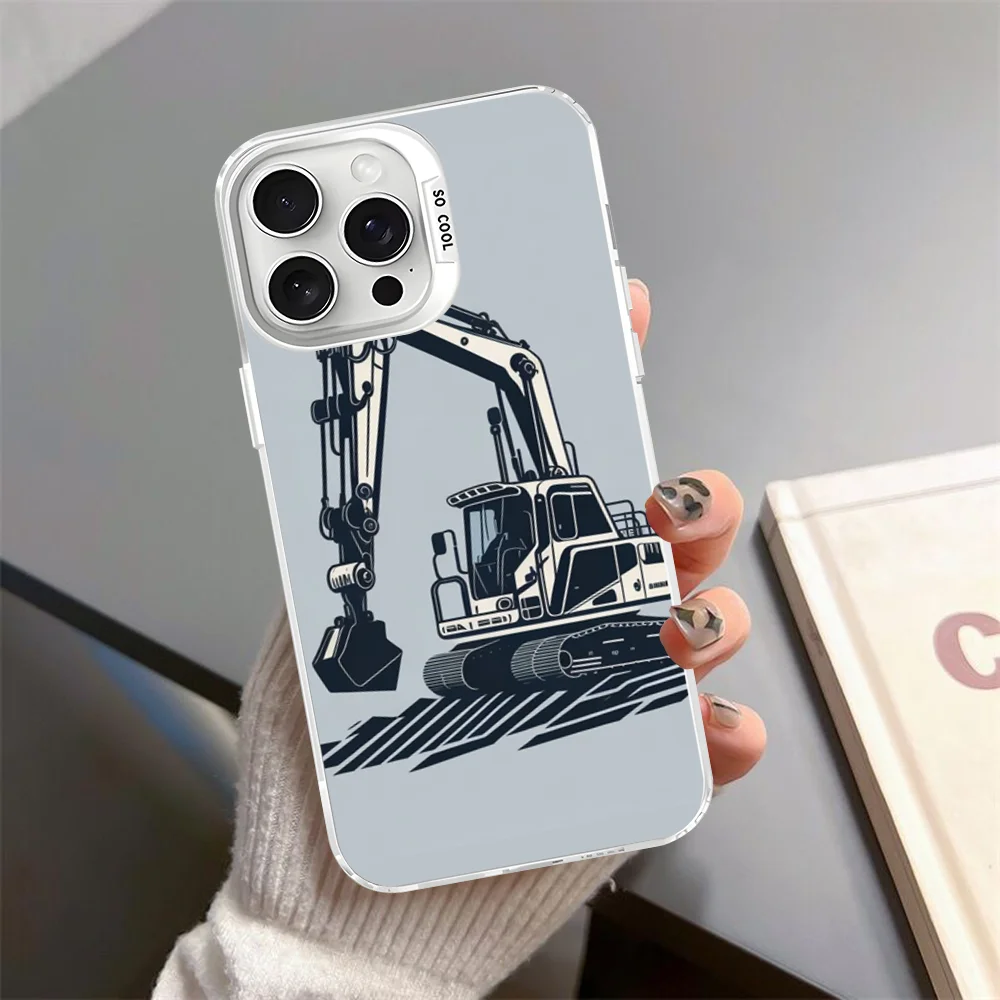 Чехол для телефона с механической росписью экскаватора для iPhone 16, 15, 14, 13, 12, 11 Pro Max X XR XSMAX, матовая противоударная задняя крышка (art.: 3920cc04be25d) - 3920cc04be25d