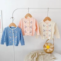 Baby Girls Cotton Cardigan Sweater Flower Embroidery Autumn Cotton Top Baby Clothing Toddler Girls Knitted Coat Winter Clothes