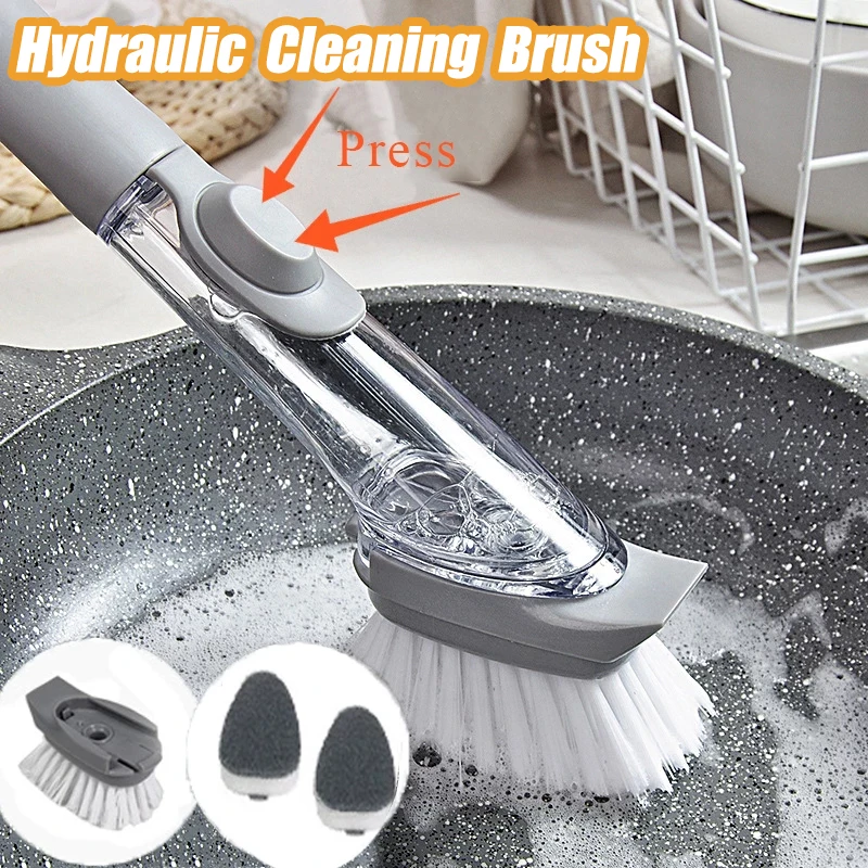 

Kitchen Cleaning Brush 2 In 1 Long Handle Removable Sponge Dispenser Dishwashing Brush for Bathroom Toilet Kitchen Tools