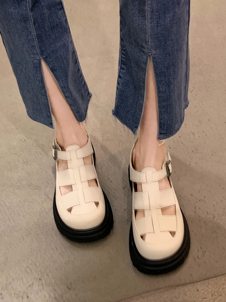 

Сандалии женские в стиле ретро, плетеные на толстой подошве, водонепроницаемые Нескользящие, летняя обувь в римском стиле, 2022