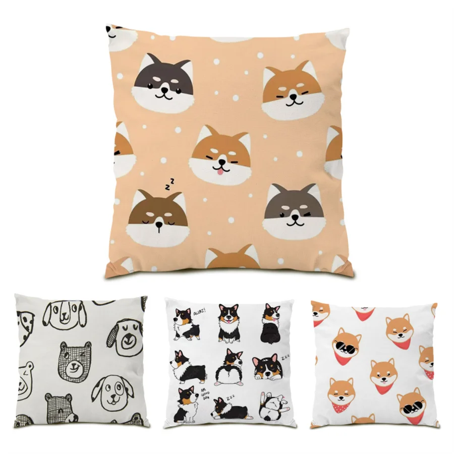 

Animals Living Room Decoration Polyester Linen Home Cute Ornamental Pillows for Living Room Vintage 45x45 Cushions Covers E0440
