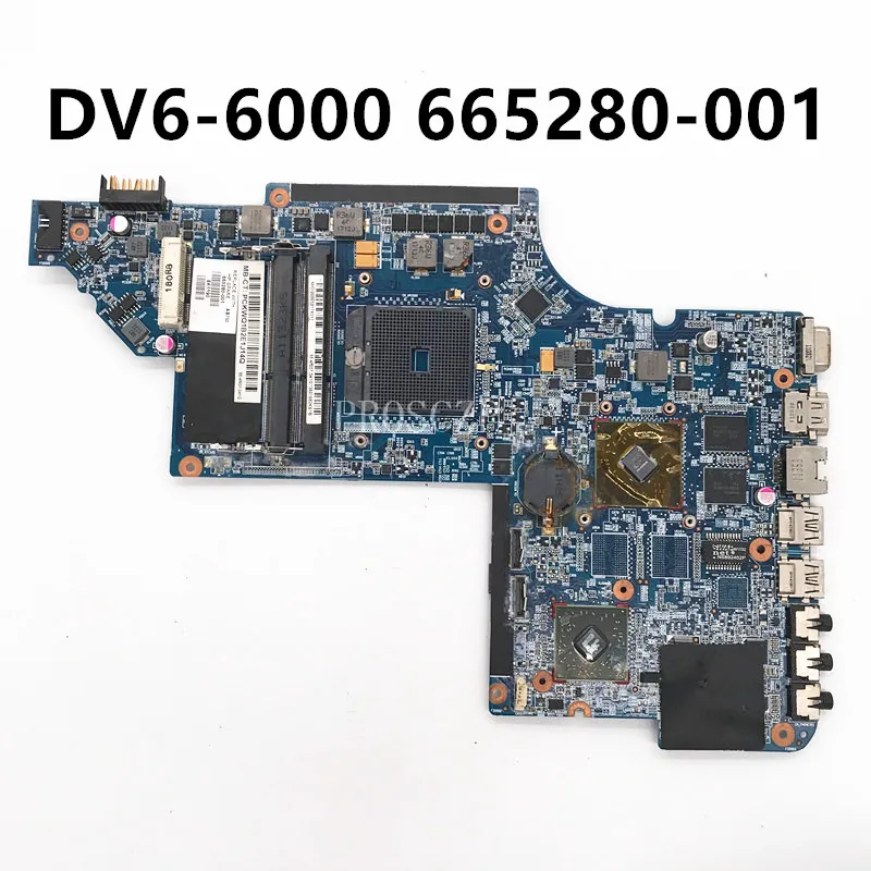 665280-001 665280-501 665280-601 Free Shipping For Pavilion DV6 DV6-6000 Laptop Motherboard HD6490 512M DDR3 100% Working Well