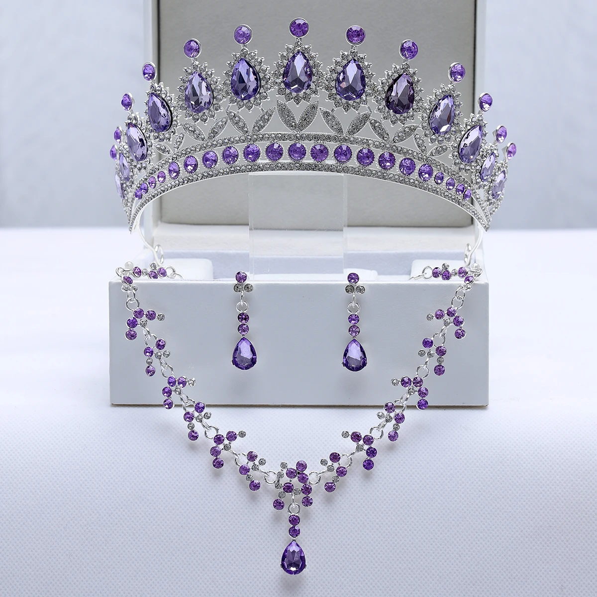 Itacazzo Модный свадебный набор ювелирных изделий-фиолетовая Корона/ожерелье