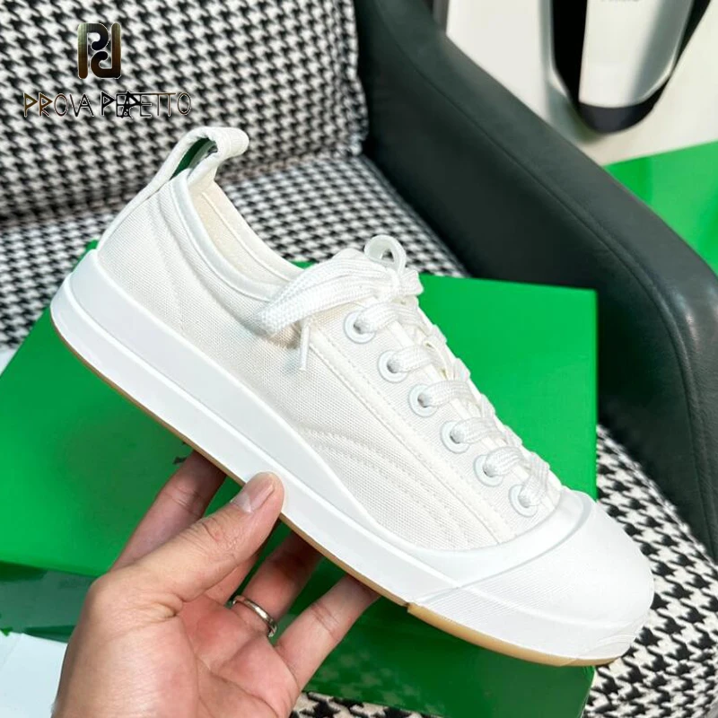 

Парусиновые туфли на шнуровке с толстым носком для пар, удобные весенне-летние кроссовки на плоской подошве для отдыха, новая модель модная дизайнерская обувь, вулканизированные кроссовки