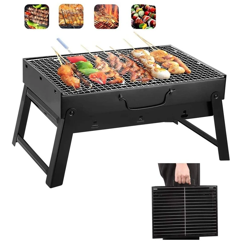 

Portable Folding Barbecue Grill Household Outdoor Barbecue Black Steel Grills Suitable For Party Dining Convenient Barbecue Tool