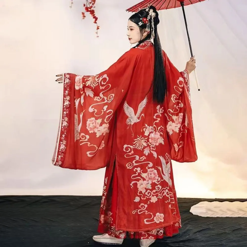Красный женский костюм ханьфу династии песни Свадебный невесты для косплея юбка