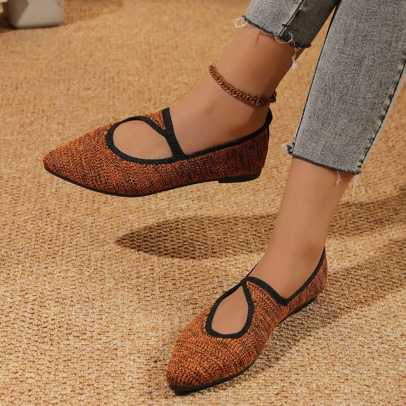 Женская модная обувь на плоской подошве осенние новые вязаные дышащие