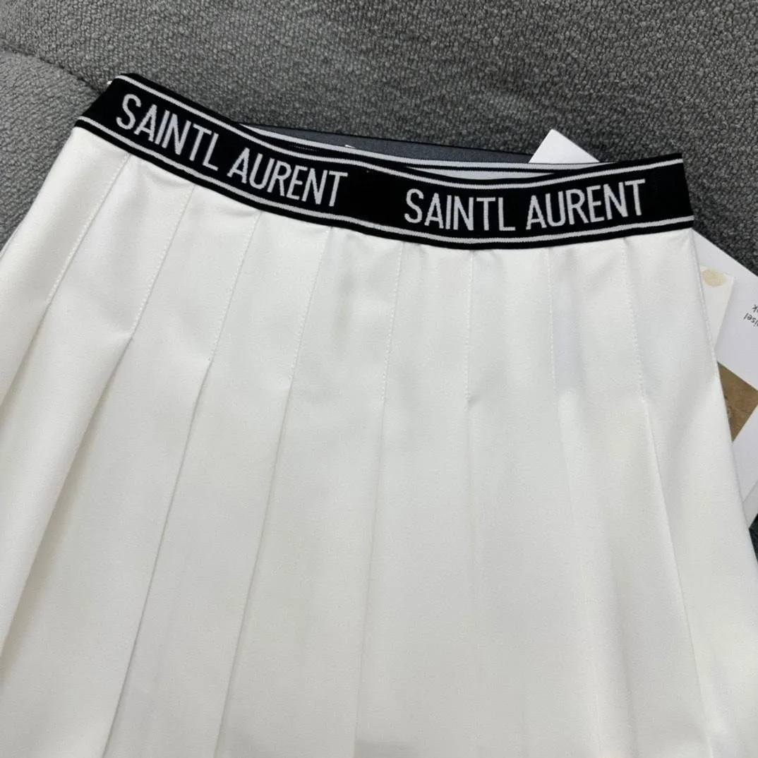 

2023 Spring And Summer New High Waist Thin College Style Letter Wwaist Ppleated Skirt