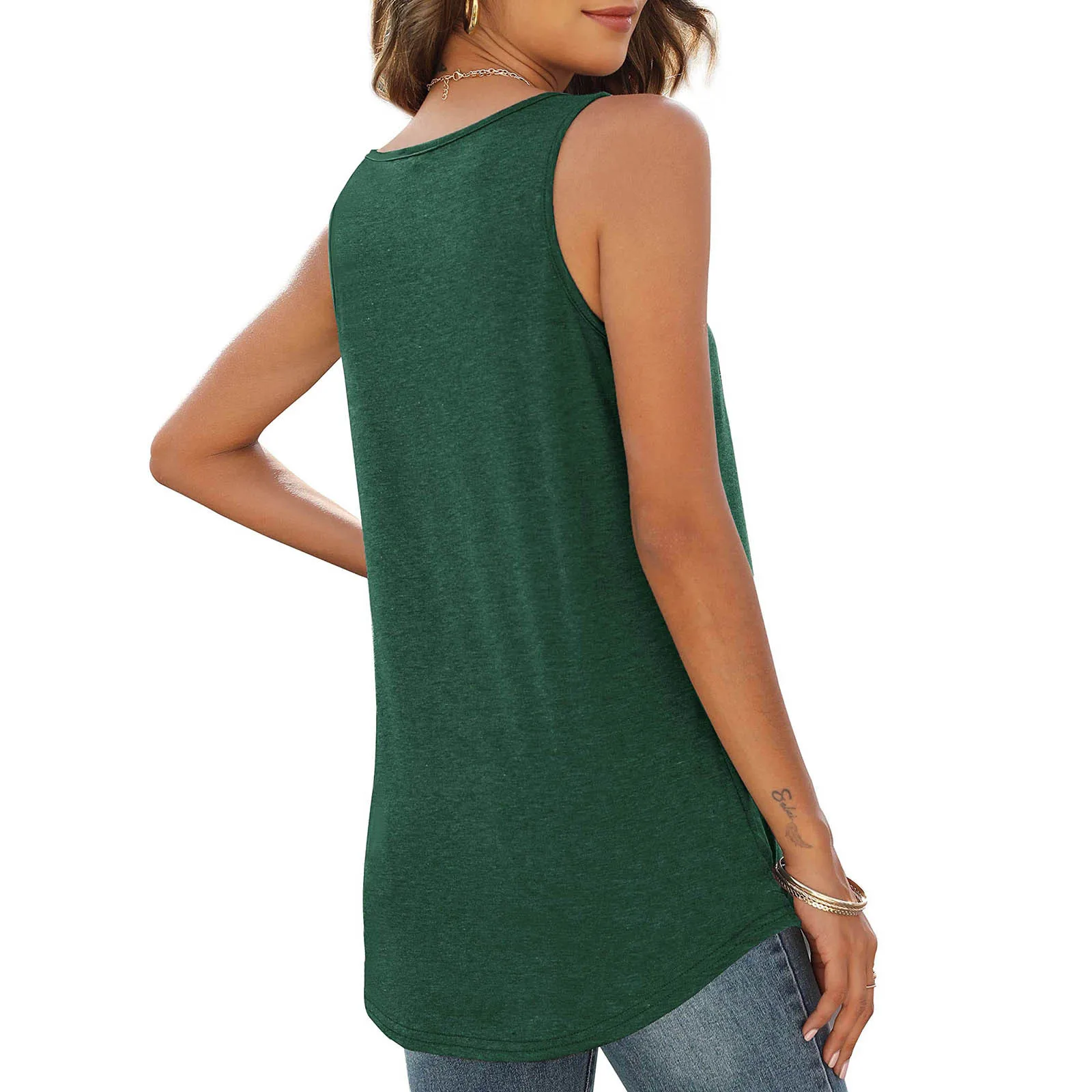 2023 Summer Women’s Tops Vest Sleeveless Round Neck T-Shirt for Women Casuals Top Tank Wear Basic Solid Simple Clothing Leisure