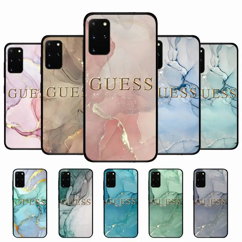 

Fashion Artistic Agate Marble Gold Bar Brand GUESS Phone Case For Samsung S20lite S21 S21ULTRA s20 s20plus S21plus 20UlTRA