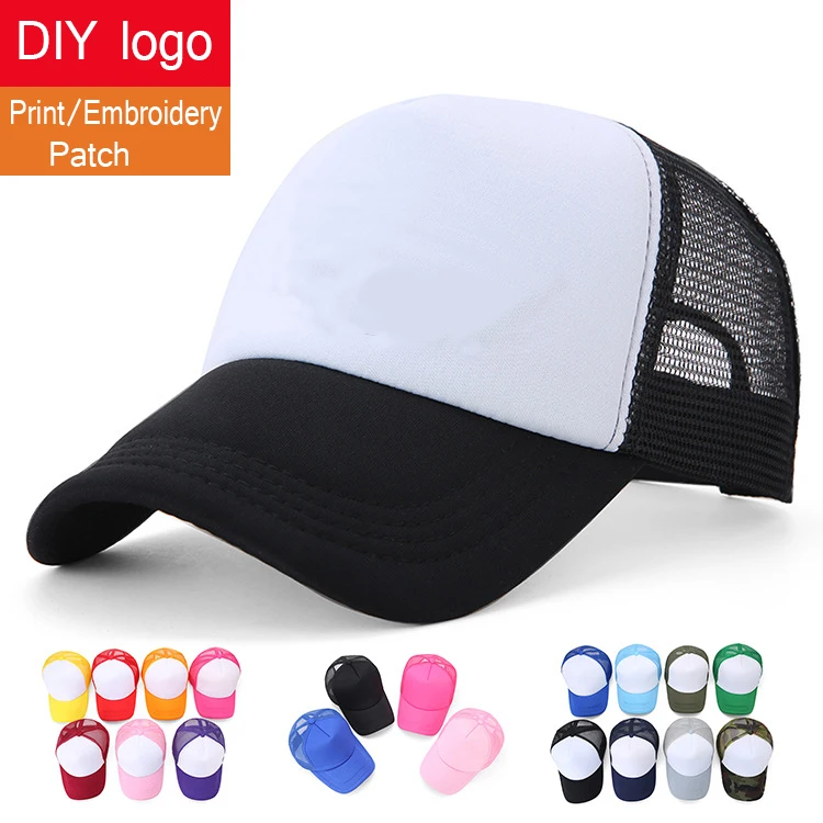 Custom DIY Logo Print Mesh Trucker Cap Unisex Cap Casual Plain Baseball Cap Adjustable Snapback Hats For Women Men Trucker Cap