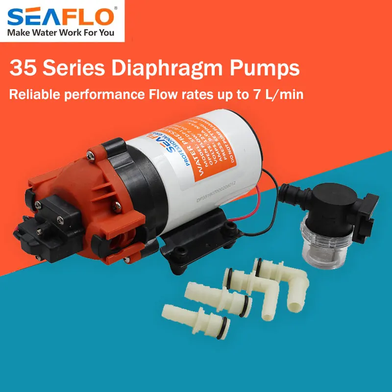 

SEAFLO 35 Series Diaphragm Pump 3 Cavity Design High Flow With Pressure Switch Adjustable Pressure For Yacht RV Marine