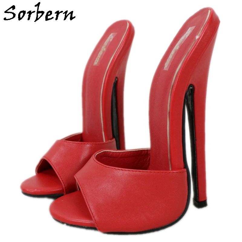 

Sorbern 18Cm Mule Sexy Mistress Hi Heel Slides Ladies Unisex Open Toe Shoes Stiletto Fetish Slipper Black Matte Custom Color