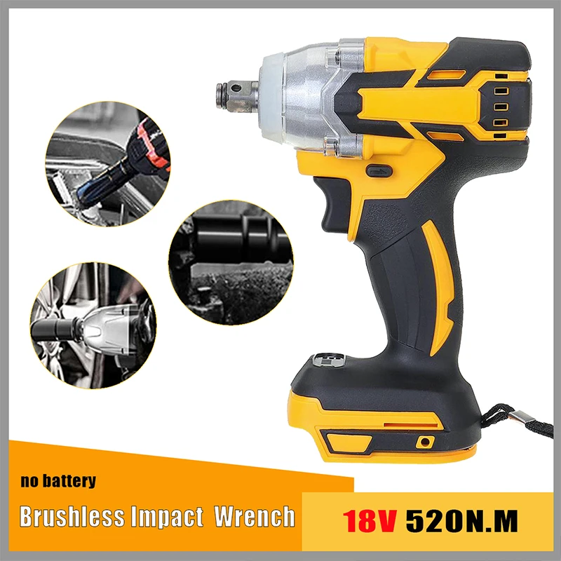 

18V 520N.m Brushless Electric Impact Drill Cordless Impact Wrench Driver Motor Hand Drill Installation Wrench For Makita Battery