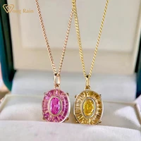 wong rain vintage 100 925 sterling silver oval ruby citrine gemstone pendant necklace for women fine jewelry gifts wholesale