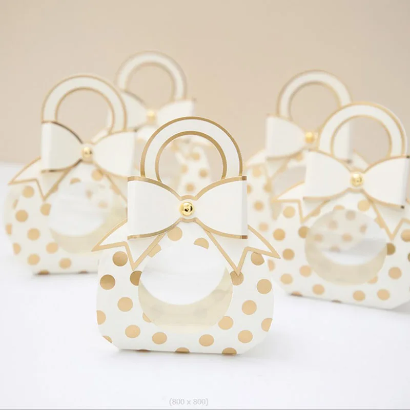 

50Pcs Portable Candy Box Cute Bow Mini Gift Bag Box for Party Baby Shower Paper Chocolate Candy Box Wedding Favours Boxes