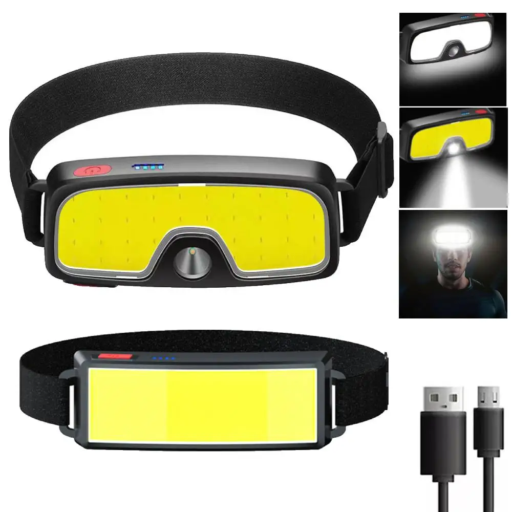 

COB+XPE LED Headlamp with Built-in Battery Headlight USB Rechargeable Lantern Dual Light Source Adjustment 2022 New