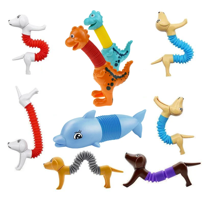 

Funny Dachshund Unicorn Pop Tubes Sensory fidget toys for Children Stress Relieve Autism Anti Stress Plastic Bellows Squeeze Toy