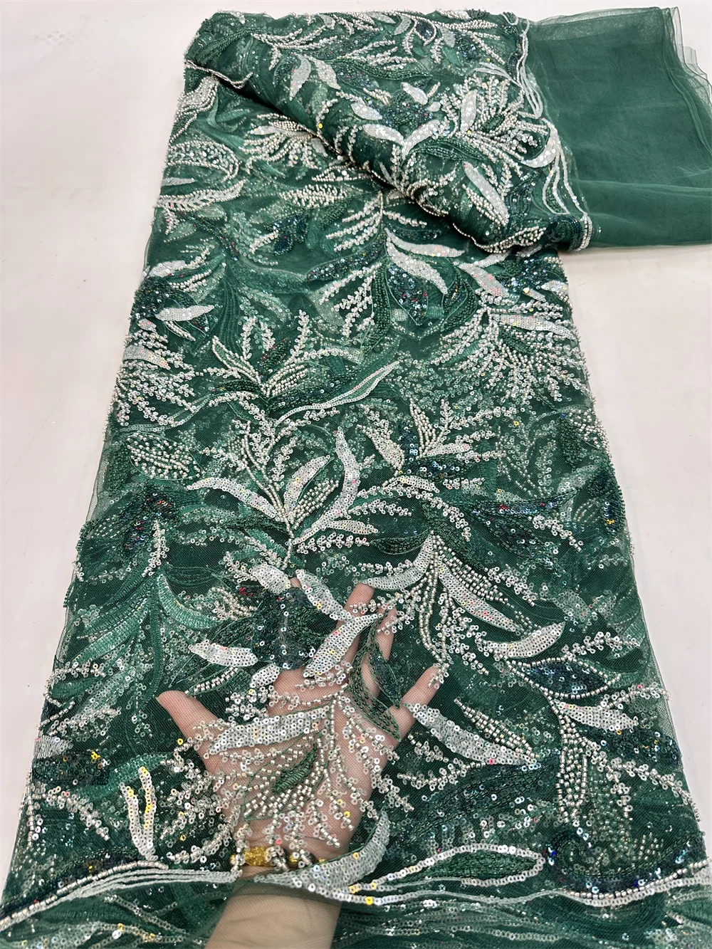 

2023 Высококачественная африканская сетчатая Кружевная Ткань 5 ярдов французская Свадебная Роскошная вышивка бусинами и блестками кружевная ткань для свадьбы RF325Y