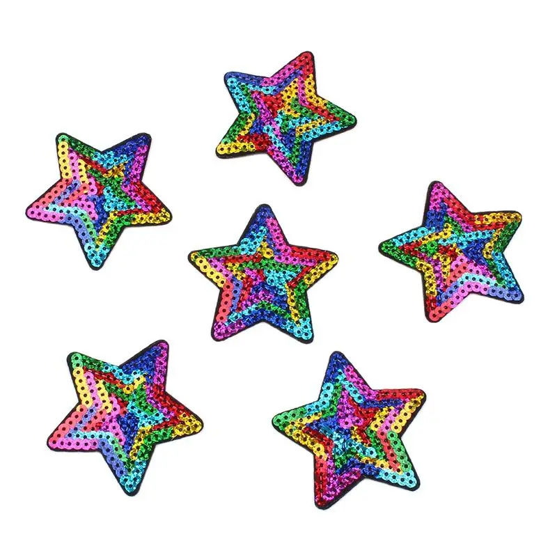 

10pcs/lot Sequined Star Patch Iron On Sew On star Stickers for Clothes Jeans Appliques DIY Coats Pants Badge Sewing Patches