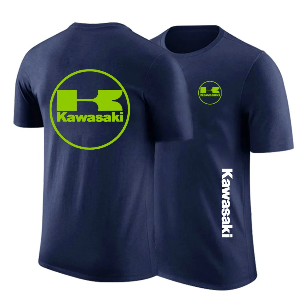 

2022 Summer New Custom Men's T-Shirt Kawasaki-p Motorcycle Standard Short Sleeve Solid Color Hip Hop High Street Fashion Top