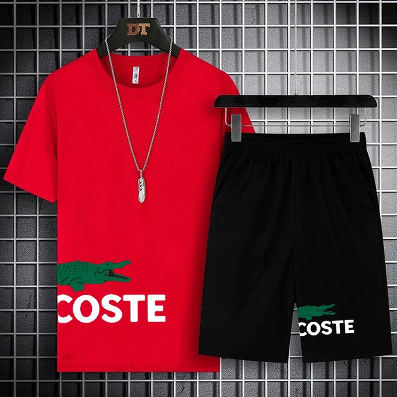 Summer Men's Sets Fashion Korean Tracksuit Men Short Sleeve T Shirts+Sport Shorts Suit Men Casual Men Clothing Mens Joggers Sets