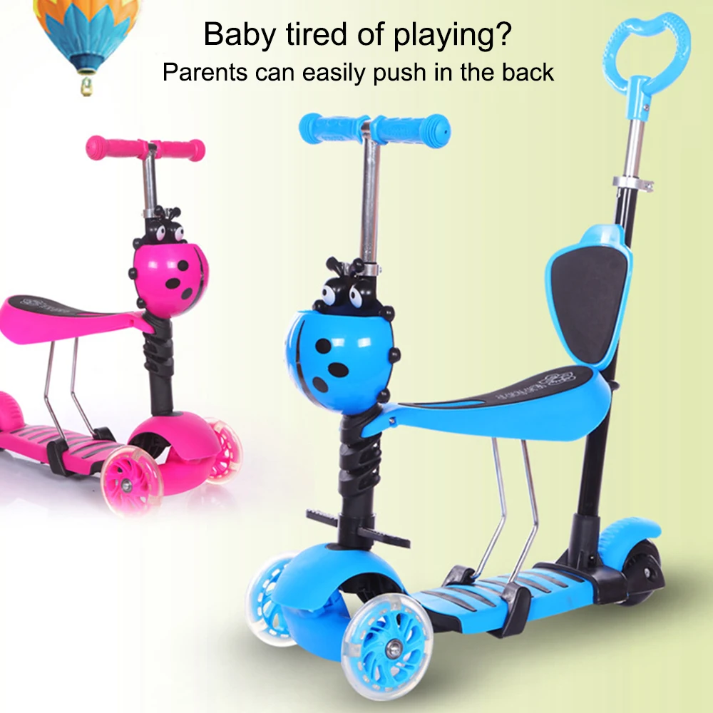 

Children's Scooters for 2-10 Years Old 3-Wheeled Detachable Height-Adjustable Bicycle Trolley Scooter Flashing Wheel Scooter