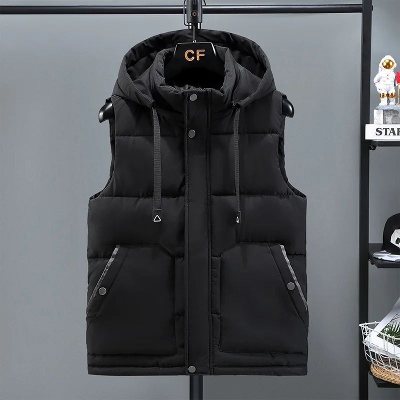 # 3645 Черный серый бежевый пуховый жилет мужской на молнии хлопковая теплая