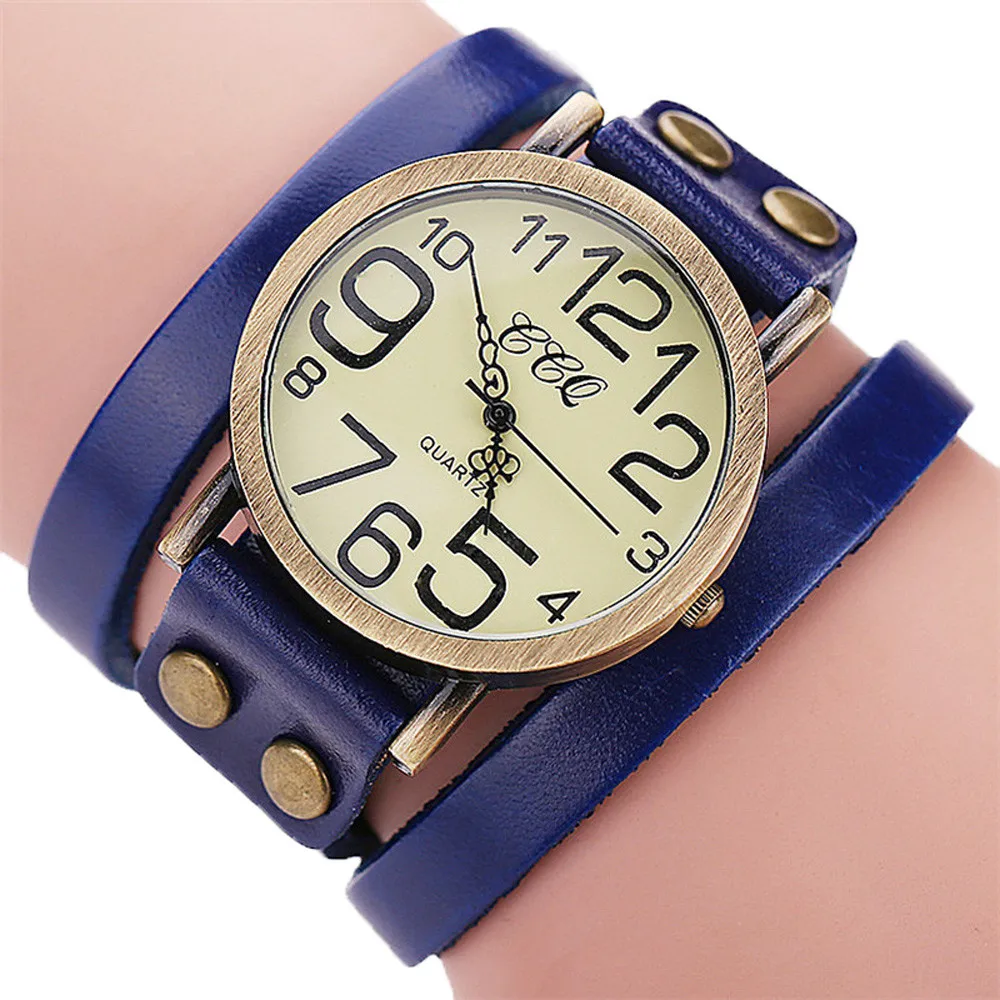 

CCQ Brand Fashion Vintage Cow Leather Quartz Watch Women Men Bronze Sight Dial Casual Dress Wristwatches Clock Relogio Masculino