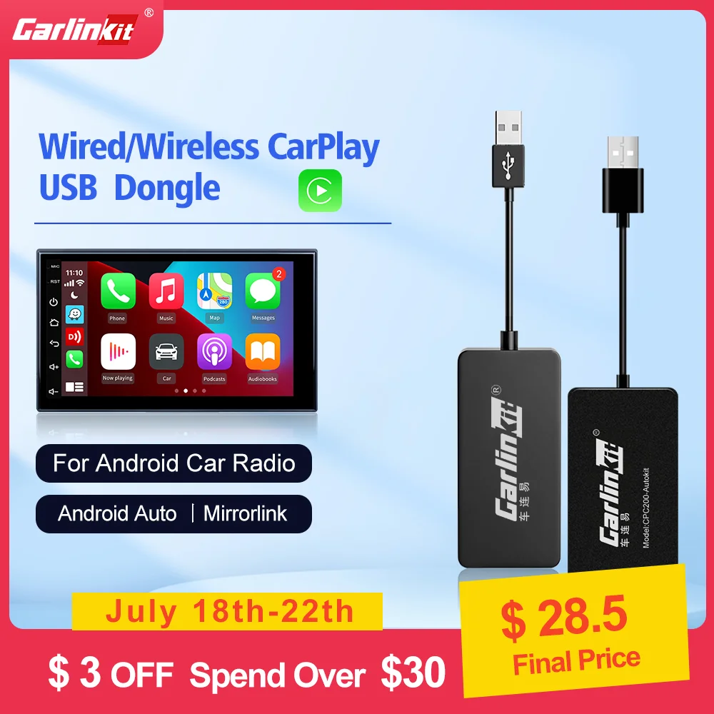 CarlinKit Android Auto Adapter Wired or Wireless apple CarPlay Dongle Mirror Split Screen Google Map Music For Android Car Radio