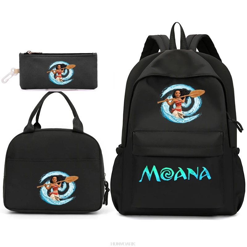 Фото 3 шт. рюкзак Disney Moana с сумкой для обеда для женщин, студентов, подростков, школьные сумки, удобные дорожные наборы №1