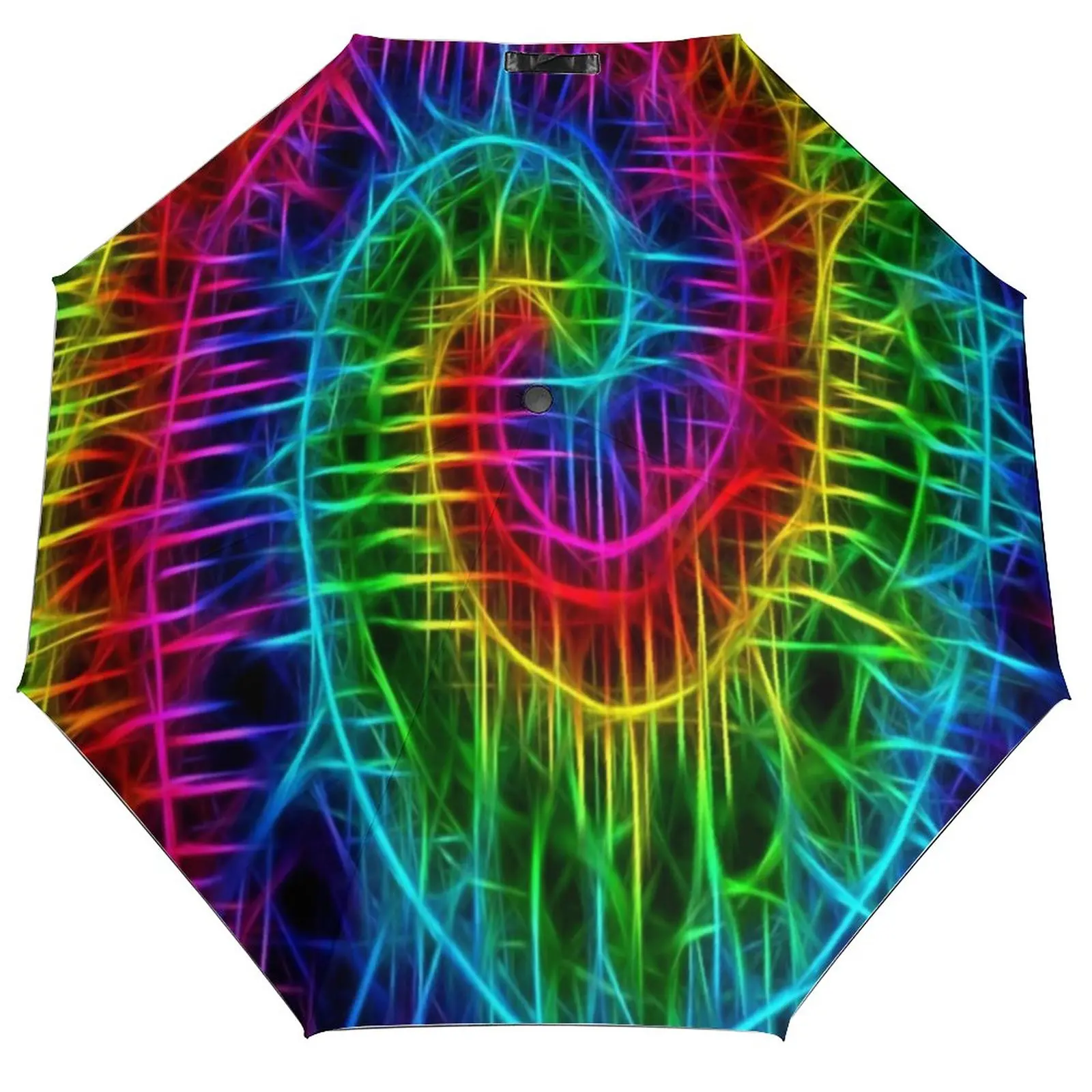 

Автоматический зонт Tie Dye с 8 ребрами, крутой портативный зонт на спирали с абстрактным рисунком, с защитой от УФ-лучей, чёрный, для мужчин и женщин