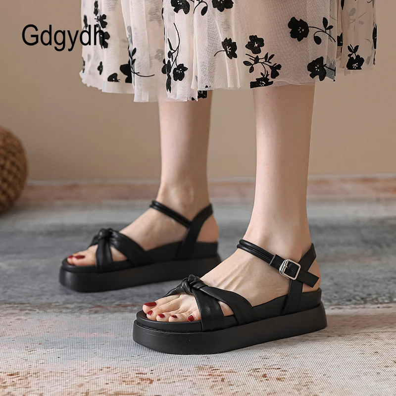 

Gdgydh Open Toe Buckle Ankle Strap Flatform Wedge Casual Sandals for Women Roman Thick Bottom Summer ladies Shoes Beach Comfy