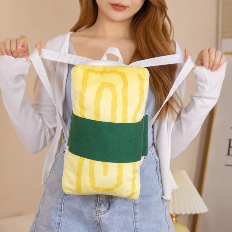 

One Piece Fashionable Lovely Soft Sushi Plush Backpack Bag for Storage Stuffed Toy Plushies Gift for Girls Boys Children Women