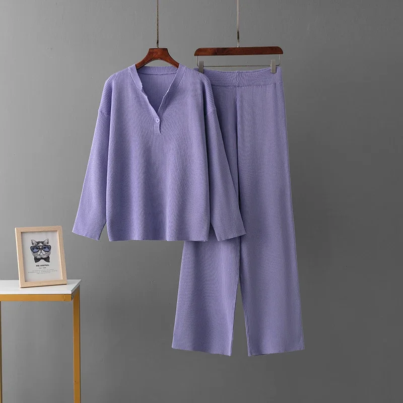 Вязаный свитер комплект из 2 предметов женский осенний теплый пуловер с