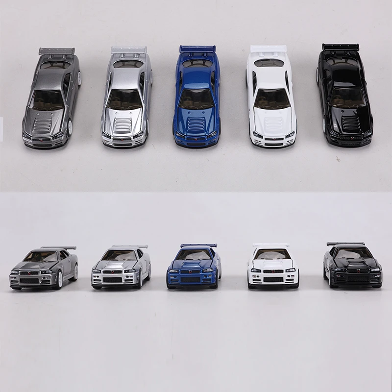 Фото Модель ZZC 1:64 GTR R34: литая под давлением модель автомобиля из сплава, с открывающимся капотом №2