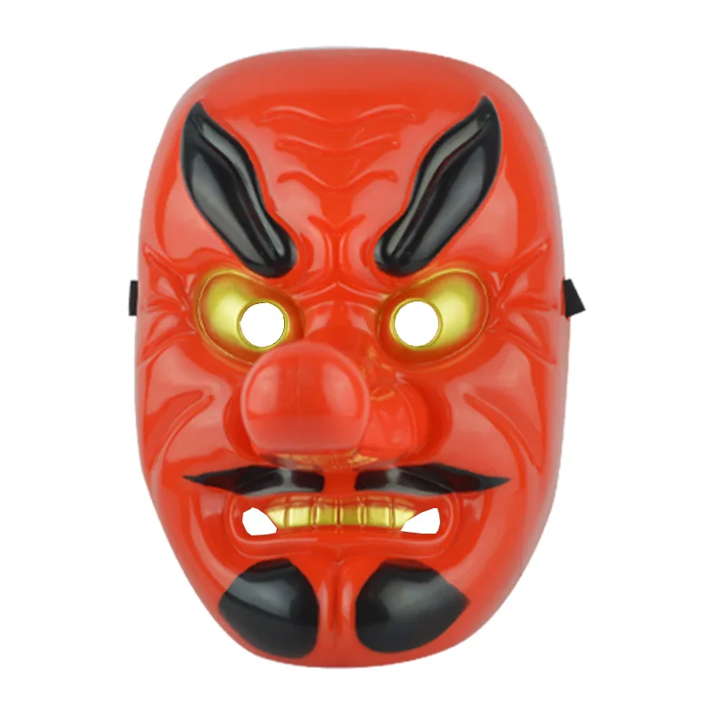 Фото Японская Маска Tengu с длинным носом, буддийская праджна, самурайская красная пластиковая маска воина №1