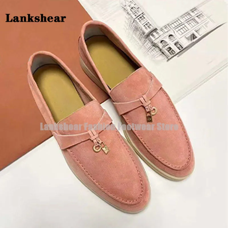 Suede Leather Tassel Pendant Loafers Women Round Toe Slip-On Flat Shoes for Women Casual Brand Shoes Comfort Walk Shoes Mujer