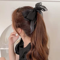 chic ribbon bow banana clips solid color mesh vertical clip elegant net yarn ponytail claw sweet multi layer bow knot hairpins