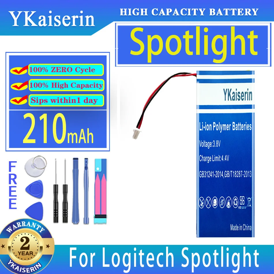 

Сменный аккумулятор ykaisсеребрин на 210 мА · ч для цифровых батарей Logitech Spotlight